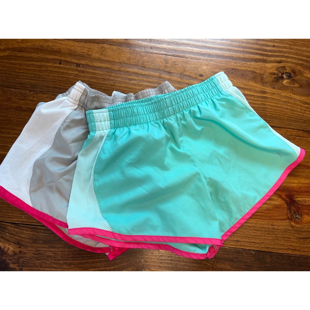 Danskin Now Athletic Works Running Shorts Kids 10-12 Teal Gray 2pk EUC